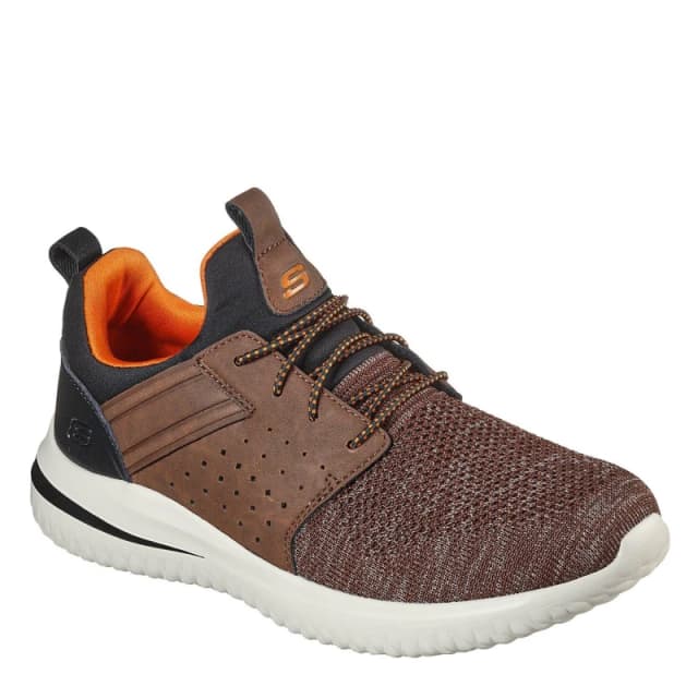 Skechers Mens Delson Cicada Low-Top Trainers Chocolate male 6.5 (40)