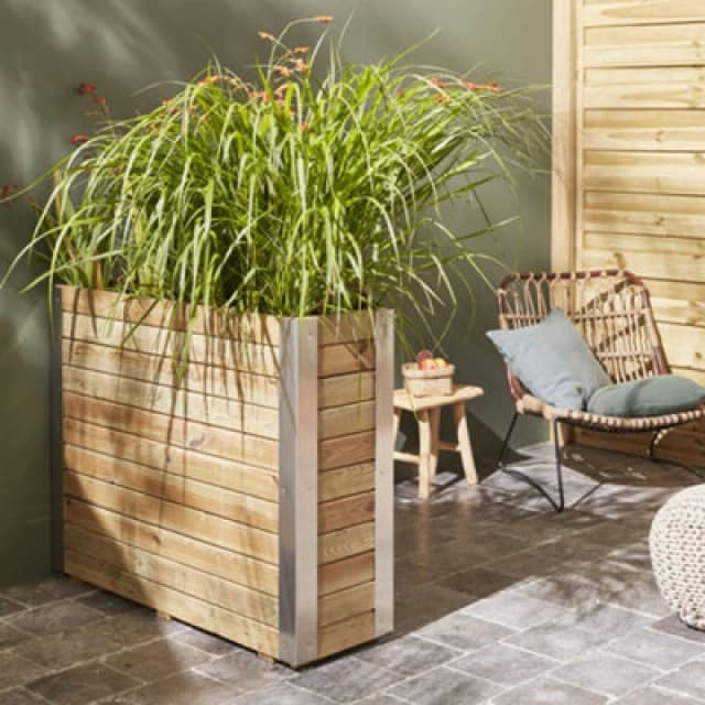 Cerland Bambou Outdoor Tall Rectangular Wooden Planter 100Cm