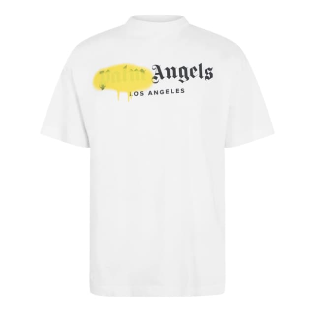 Palm Angels Mens La T-Shirt White Yellow male XS