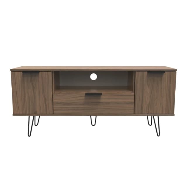Ready Assembled 2 U Fuji 2 Door 1 Drawer Wide TV Unit (Ready Assembled) in Walnut Walnut Unisex