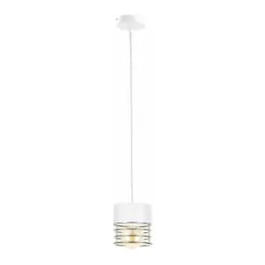 Keter Lighting - Keter Royal Slim Pendant Ceiling Light White, Gold, 12cm, 1x E27