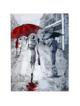 Arthouse Rainy Street Scene Hand-Painted Canvas Wall Art