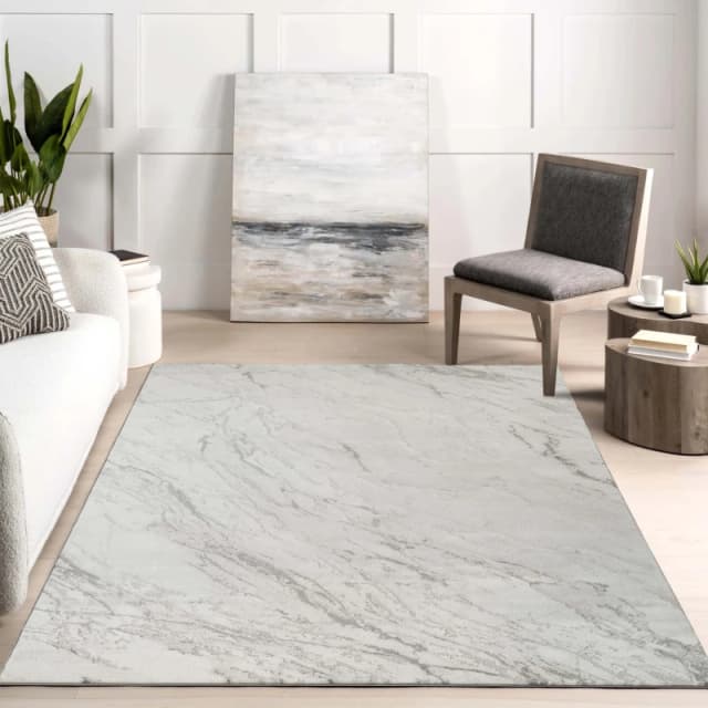 Novu Modern Abstract Living Room Area Rug Metallic Sheen- Valley Grey 120Cm X 170Cm