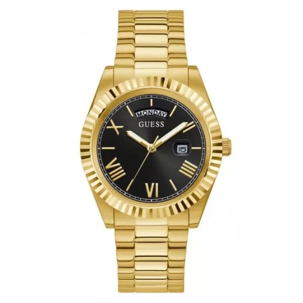 Guess GW0265G3 Mens Connoisseur Black Dial Gold Watch