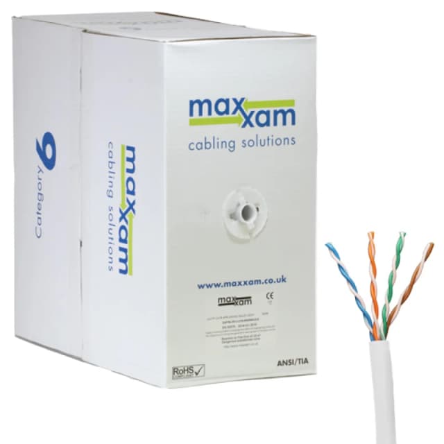 Cablenet Cat6 White U/UTP LSOH 23AWG Solid CPR Dca Cable 305m Reelex B