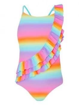 Accessorize Girls Ombre Frill Swimsuit - Multi