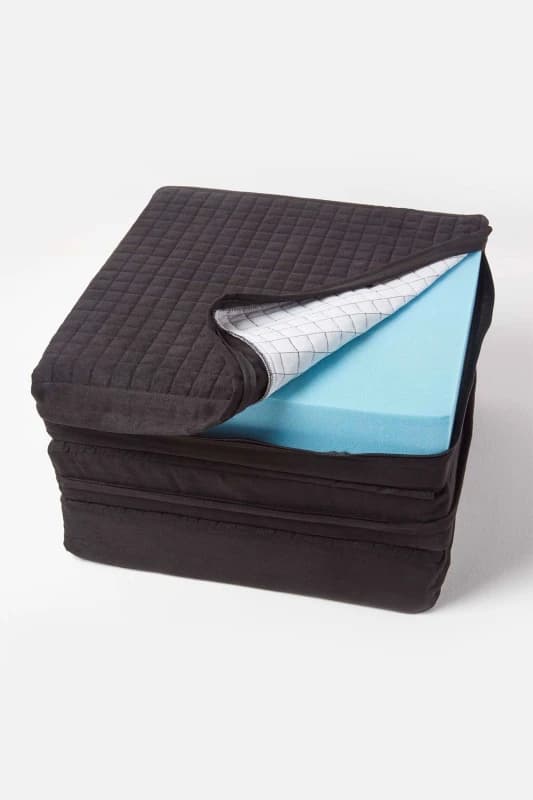 Homescapes Quilted Polyester 3 Seater Orthopaedic Booster Cushion Cover in Black Unisex