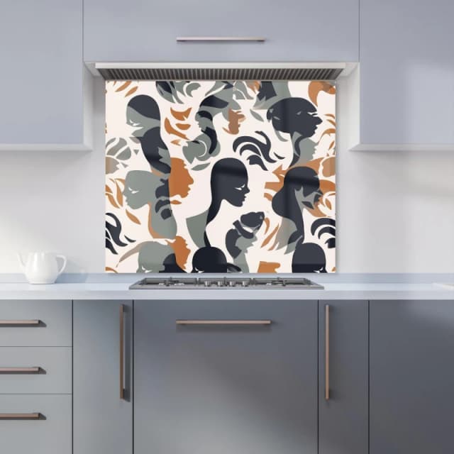 Warren Reed - Designer Abstract Grey Brown Silhouette Kitchen Splashback Size: 600mm x 750mm Brown Unisex 600mm x 750mm
