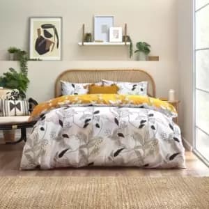 Furn Caliko Botanical Duvet Cover Set (Double) (Natural/Ochre Yellow)