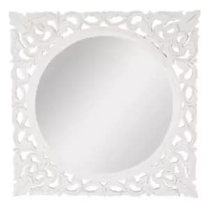 Hand Carved Louis White Large Wall Mirror