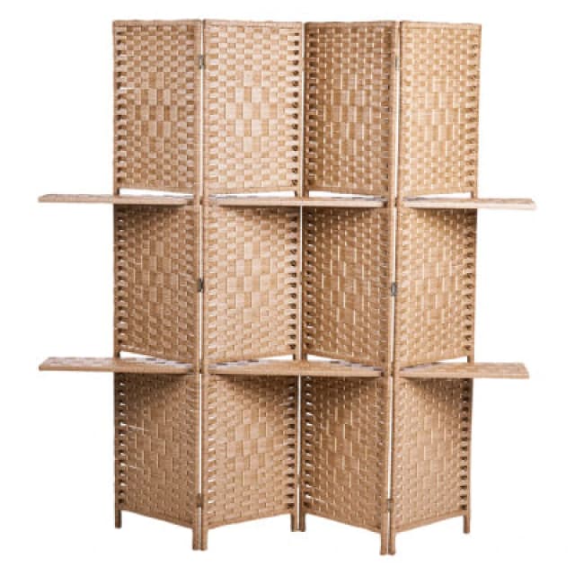 Beliani 4 Panel Room Divider Trafoi Brown 158cm 170 Cm
