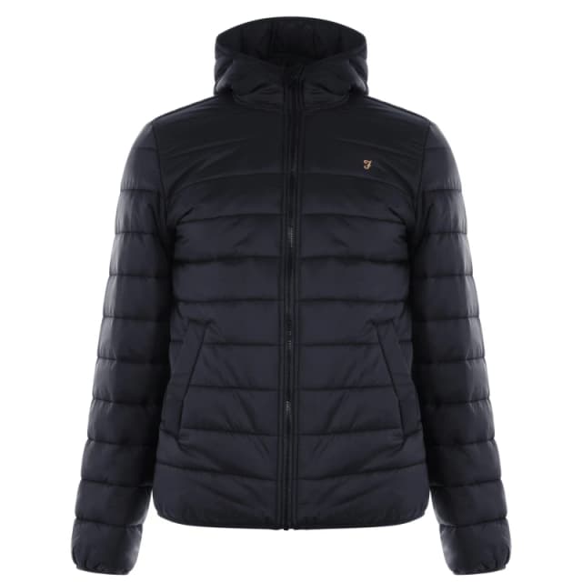 Farah Mens Meeson Hooded Long Sleeve Short Puffer Jacket Dp Black 006 male X Large