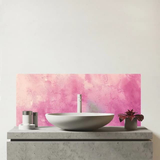 Warren Reed - Designer Pink Textured Effect Glass Bathroom Splashback Pink Unisex