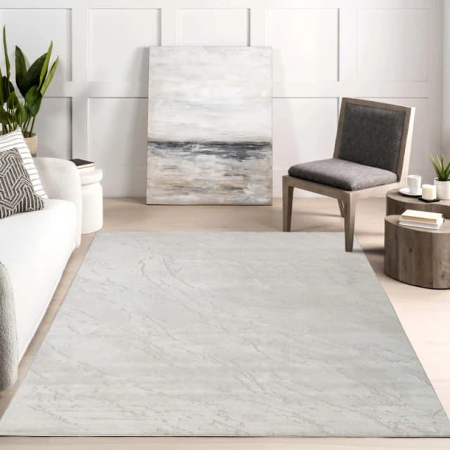 Novu Modern Abstract Living Room Area Rug Metallic Sheen- Valley Beige 120Cm X 170Cm