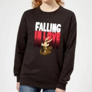 Looney Tunes Falling In Love Wile E. Coyote Womens Sweatshirt - Black