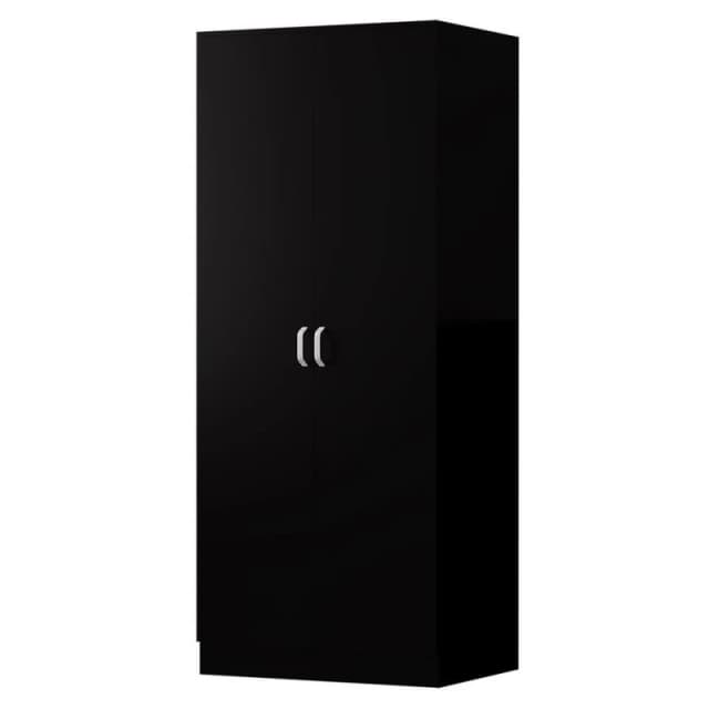 FWStyle FWStyle 2 Door Double Wardrobe Black Scratch Resistant Storage Black One Size Unisex 5056413127723
