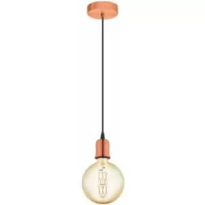 Hanging Ceiling Pendant Light Brushed Copper Steel 1x 60W E27 Bulb Feature