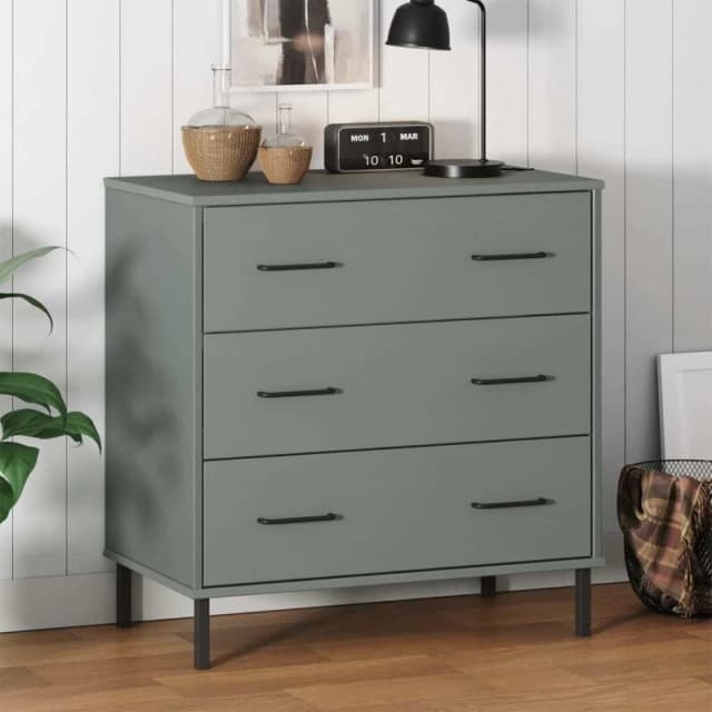 VIDAXL Sideboard with 3 Drawers Grey 77x40x79.5cm Solid Wood OSLO vidaXL 8720845577889