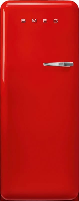 Smeg 244 Litre Fifties Style Left Hand Hinge Freestanding Fridge With Ice Box Red FAB28LRD6UK Red
