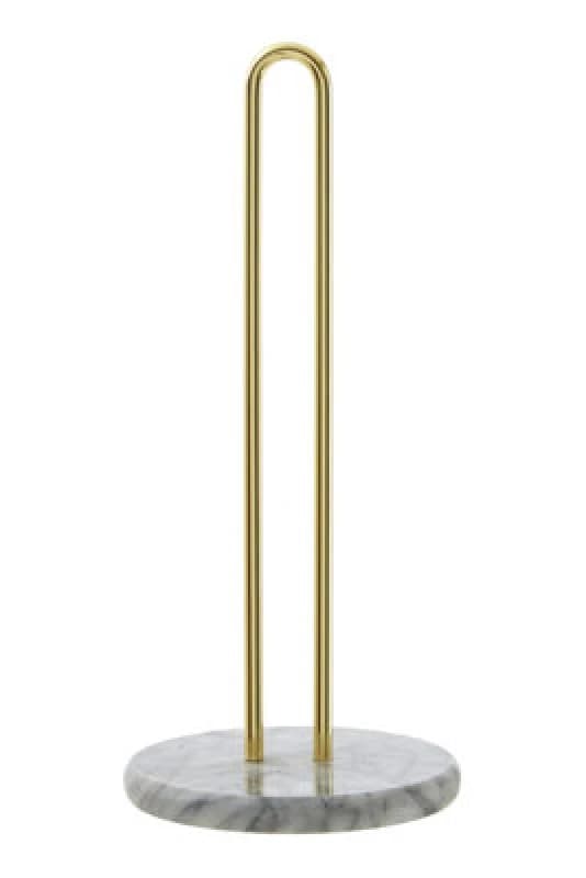 Premier Housewares Delphine White Marble And Brass Kitchen Roll Holder White