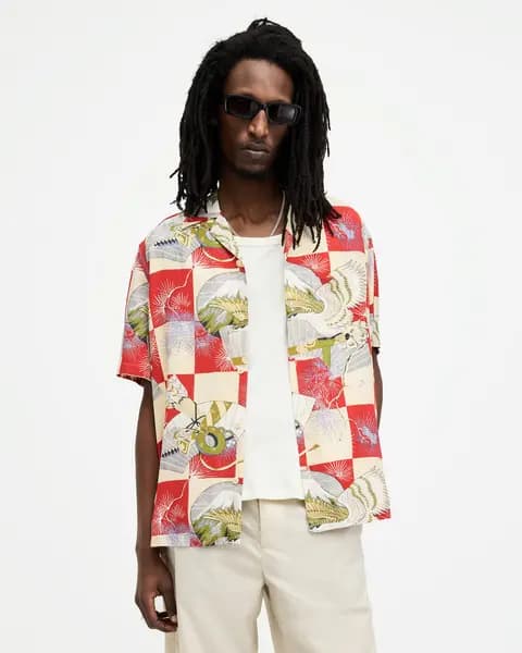 AllSaints Sebastian Floral Print Relaxed Fit Shirt