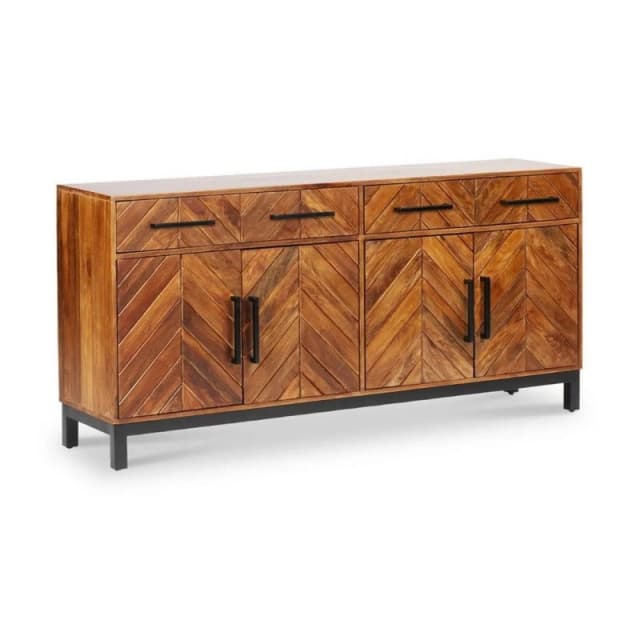 Jaipur Furniture Ltd Parquet Large 170cm Sideboard - Mango Wood/Iron - L40 x W170 x H80cm - PP Finish in Brown Brown Unisex