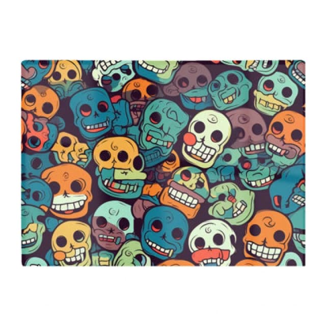 Warren Reed Designer Smiling Skulls Pattern Chopping Board