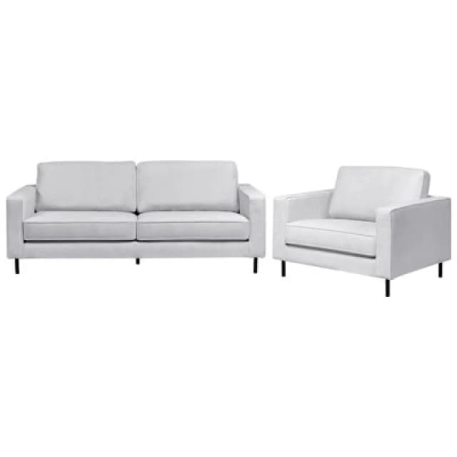 Beliani Living Room Set 4 Seater Savalen Fabric Light Grey