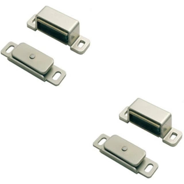 Loops 2x Magnetic Cupboard Door Catch 36.5mm Fixing Centres 3.5kg Pull Nickel Plated Metallics unisex