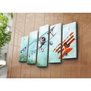 5PATK-154 Multicolor Decorative Canvas Painting (5 Pieces)