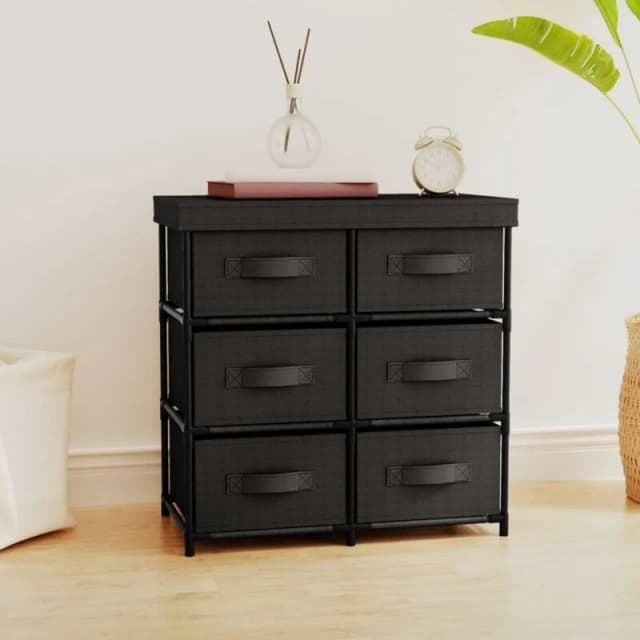 VIDAXL Storage Cabinet with 6 Drawers 55x29x55cm Black Steel Vidaxl 8720286640784