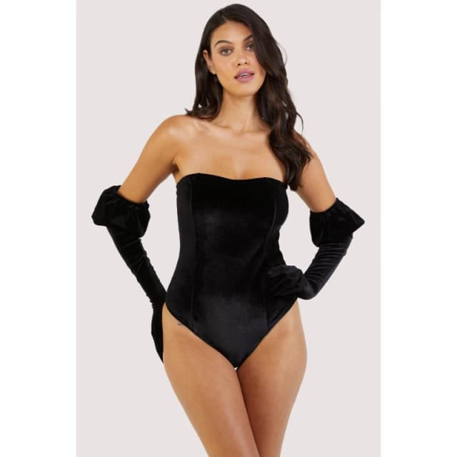 Wolf and Whistle Halina PUff-Sleeve Body With Built-In Gloves Black female 20