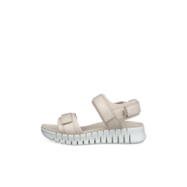Ecco Gruuv Sol Leather Textile Womens Slingbacks Sandals - Limestone - Size:UK 4.5