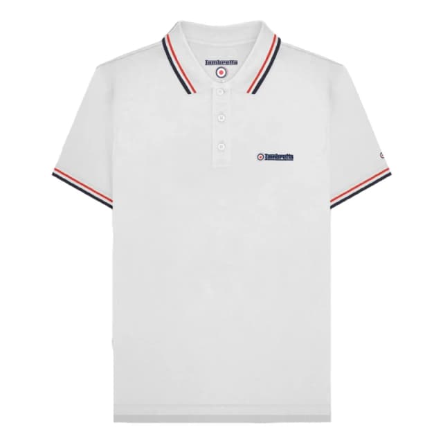 Lambretta Lambretta Men SS25 Twin Tip Polo Shirt in White Size: Medium White M Male 5063703756471