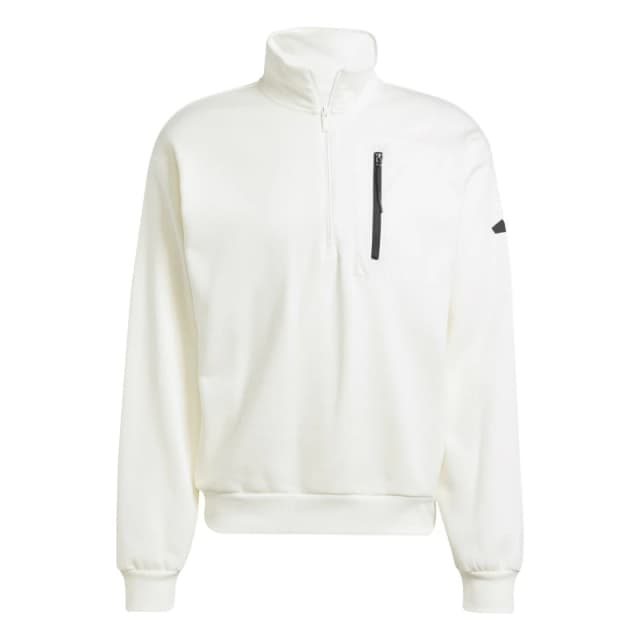 adidas Mens Quarter Zip Fleece Off White male XS