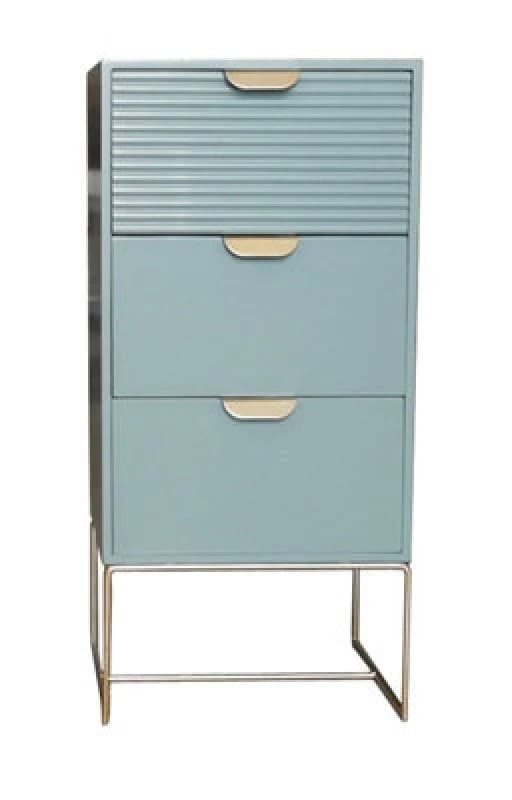 MSL 64cm Green Wooden 3 Drawer Bedside Table 9160