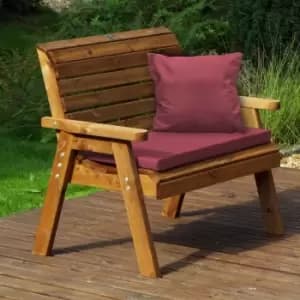 Charles Taylor Traditional Two Seater Bench with Cushions, Burgundy