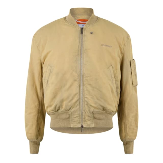 Off-White Off-White Men Diag Tab Vintage Beige Bomber Jacket in White Size: Small White S Male 8052865833660