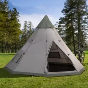 Outsunny 6-Person Outdoor Metal Frame Camping Tent w/ Carrier Bag Grey