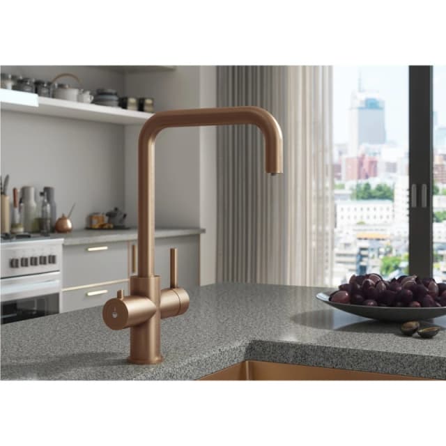 Brushed Bronze 3 in 1 Instant Boiling Hot Kitchen Mixer Square Tap with 3L Boiler - Pronto Vesta PDT-000091-51-52 Bronze