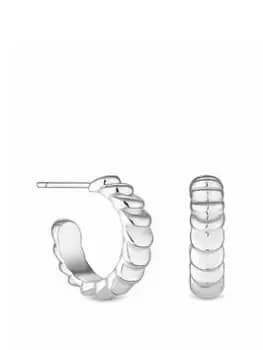 Inicio Silver Plated Recycled Textured Hoop Earrings Gift Pouch