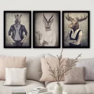 3SC196 Multicolor Decorative Framed Painting (3 Pieces)