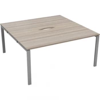 2 Person Double Bench Desk 1200X800MM Each - Silver/Grey Oak