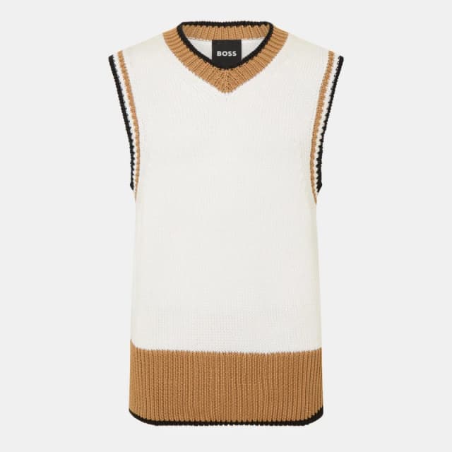 Boss Mens Vest Sweater White male XL