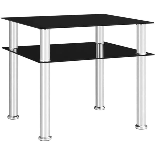 VIDAXL Side Table Black 45x50x45cm Tempered Glass Vidaxl 8718475798910