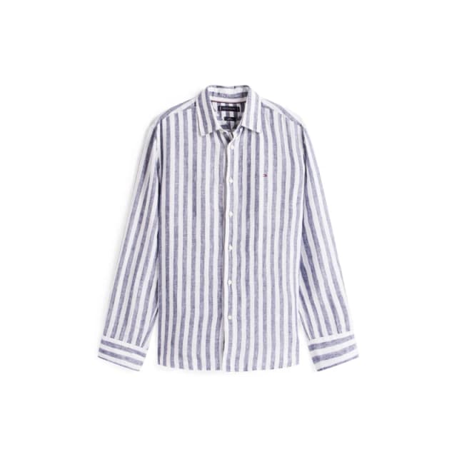 Tommy Hilfiger Mens Bengal Stripe Long-Sleeve Patterned Shirt Preppy Navy 0A4 male M