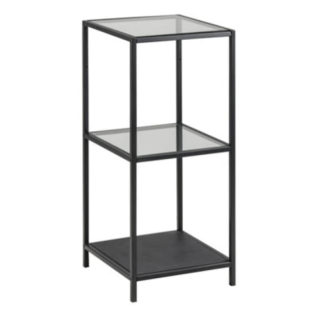 Furniture To Go Seaford Narrow Black Metal Bookcase With 2 Glass Shelves