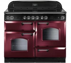 RANGEMASTER Classic 110 Electric Ceramic Range Cooker - Cranberry & Chrome, Cranberry