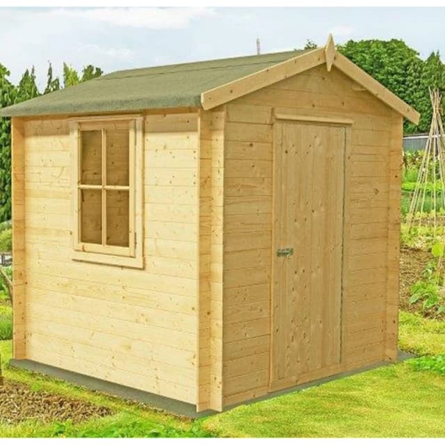Shires Danbury Log Cabin Home Office Garden Room Approx 7 x 7 Feet in Light Brown Light Brown Unisex