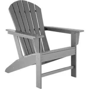 Garden chair in Adirondack design - sun lounger, garden lounger, wood sun lounger - light grey - light grey